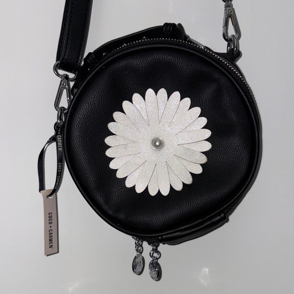 Small Black and White Coco + Carmen Daisy Crossbody Bag